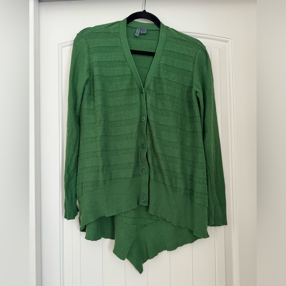 Anthropologie Green Knit Cardigan Sweater Oversized Cozy Drapy Spring Fall Sz S - Picture 2 of 8